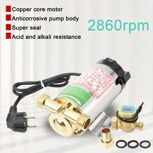 Pompa booster silenziosa per uso domestico 220V 100W per il riscaldatore della conduttura dell’acqua del rubinetto Pannelli a energia solare Acqua calda e fredda