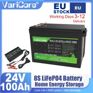 Batteria VariCore 24V 8 stringhe 100Ah 60Ah 32Ah LiFePO4 al litio ferro fosfato per golf cart, accendisigari per auto, caricabatterie 29.2V, esente da tasse