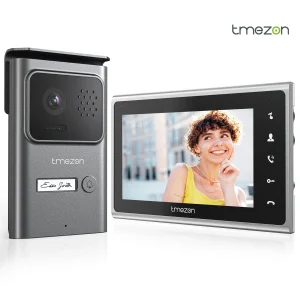 Sistema citofonico campanello videocitofono a 2 fili per la casa, telecamera con monitor TMEZON da 7 pollici, sblocco remoto/visione notturna/button touch