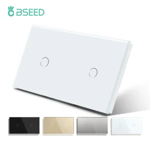 BSEED EU Doppio interruttori della luce da parete Interruttore tattile Presa a muro Porta di ricarica USB tipo C Interruttore da pannello in cristallo Luce nera blu