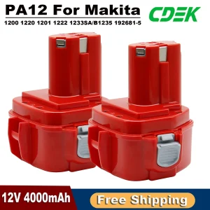 Batteria 12V 4000mAh per batteria Makita PA12 Ni-Mh per Makita 1200 1220 1201 1222 1233SA/B1235 192681 -5 batterie per elettroutensili