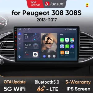 Junsun AI 4G LTE Wireless CarPlay Android Auto Autoradio Per Peugeot 308 2013 2014 2015 2016 2017 GPS Navi BT DSP RDS FM