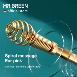 MR.GREEN Ear Wax Removal 360 ° massaggio a spirale Ear Pick Ear Canal Cleaner Design flessibile in acciaio inossidabile strumenti per la cura dell’orecchio