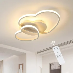 Plafoniera a LED dimmerabile, lampada da soffitto a cuore da 64 W 3000 K/4500 K/6500 K, lampadario bianco con telecomando per camera da letto