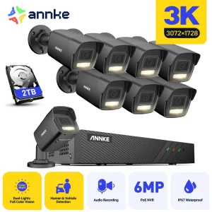ANNKE 3K Ultra HD POE Sistema di videosorveglianza 8CH 6MP NVR Registratore 5MP Telecamere di sicurezza Kit CCTV Smart Dual Lights Telecamera IP