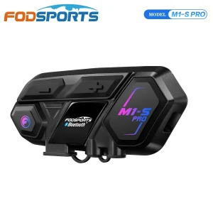 Interfono Bluetooth per Moto Fodsports M1-S Pro, Auricolare Interfono per Casco, 8 Motociclisti 2000M
