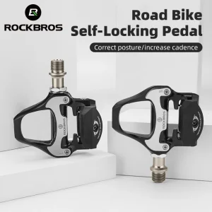 Pedali bici autobloccanti compatibili con ROCKBROS SPD Asse 9/16″ 2 cuscinetti sigillati Alluminio durevole per parti di biciclette da ciclismo su strada