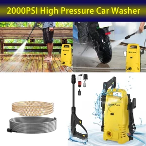 BRIEFNESS Pistola per lavaggio auto Lavatrice elettrica ad alta pressione per pulizia auto con 1-180 °   Ugello regolabile e serbatoio detersivo