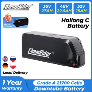 ChamRider 48V 36V 52V Batteria Ebike 24ah Hailong Max 21700 Celle 50A BMS 500W 750W 1000W 1500W Bicicletta Elettrica Pack Al Litio