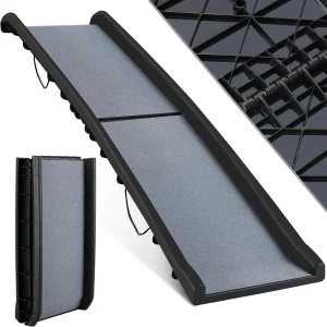 Rampa per cani pieghevole da giro – Rampa leggera per animali domestici compatibile con SUV con protezione contro lo sforzo delle articolazioni della superficie da passeggio ad alta trazione sicura
