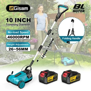 Tagliaerba Elettrico Senza Fili Gisam, Trimmer per Erba con 3 Regolazioni di Altezza, Compatibile con Batteria Makita 18V