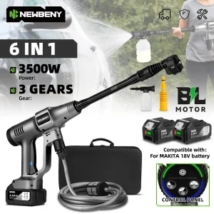 NEWBENY 3500W 200Bar Brushless Ad Alta Pressione Pistola Ad Acqua Per Auto Cordless Pistola A Spruzzo Elettrica Attrezzo Da Giardino Per Makita 18V Batteria Spille