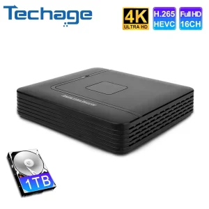 Techage H.265 16CH 8MP Mini CCTV NVR Ultra HD 4K/5MP/4MP/3MP Rilevazione movimento Videoregistratore P2P per sistema di sicurezza telecamera IP