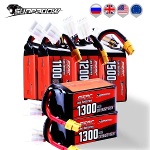 Sunpadow 22.2V 6S Lipo Batteria 1100 1300mAh 1500mAh 120C Soft Pack con Spina XT60 per RC FPV Elicottero Aereo Drone Da Corsa