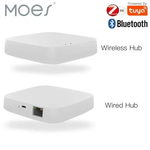 MOES Tuya ZigBee Gateway Wireless Hub Wired Multi-mode Bridge Bluetooth Telecomando Mesh Smart Life APP Alexa Google Home
