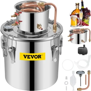 VEVOR 3 5 8 Gal Distillatore Moonshine Alcol Brew Acqua Vino Olio Essenziale Kit di Preparazione in Rame Inossidabile con Pompa per la Casa FAI DA TE