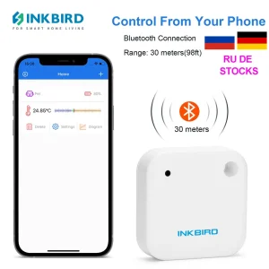 INKBIRD IBS-TH2 Sensore di temperatura magnetico Bluetooth Termometro per interni con telecomando impermeabile IPX4 con allarme