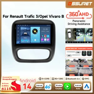 Autoradio 2DIN Carplay Android 14 per Opel Vivaro B 2014 – 2021 Renault Trafic 3 2014 – 2022 lettore multimediale GPS telecamera 360