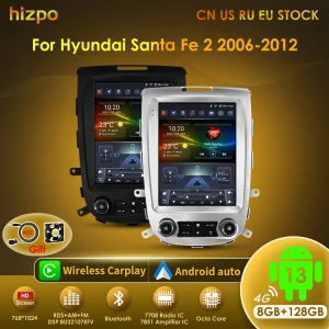 Hizpo Tesla Style Android 13 autoradio Multimidia per Hyundai Santa Fe 2 2006-2012 lettore Video navigazione GPS 2din Auto Carplay