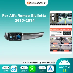 Android 13 per Alfa Romeo Giulietta 2010 2011 2012 2013 2014 Carplay Autoradio lettore multimediale Radio per auto GPS Stereo 360 ° Cam