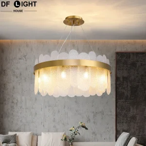 Lampadario di cristallo moderno di lusso Lustre Lampadari da soffitto per soggiorno Sala da pranzo Lampadari a LED Villa Lampada a sospensione in cristallo dorato