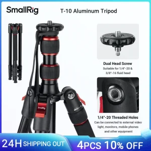 Treppiede per fotocamera SmallRig T-10, treppiede pieghevole in alluminio da 68 “e monopiede compatibile con testa Video da 1/4”-20 e 3/8 “-16 per telefono con fotocamera