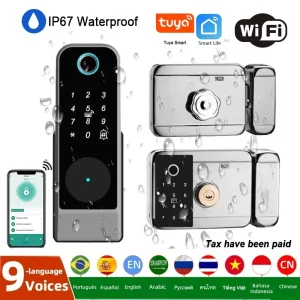Tuya App Control IP66 Outdoor Waterproof Wifi Remote Unlock Fingerprint Door Lock Smart Lock No Need Gateway
