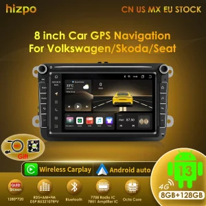 Hizpo 8 “2 Din Android Auto Autoradio GPS 4G WiFi Carplay Per VW/Volkswagen Skoda Octavia golf 5 6 Touran Passat B6 Polo Jetta