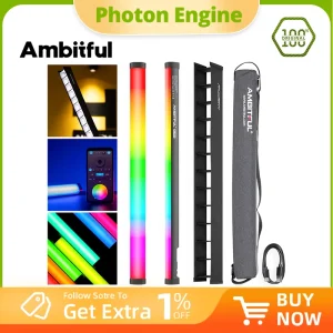 AMBITFUL A2 PRO 2500K-8500K A2PRO RGB Tube Light Full Color LED Video Stick Light con controllo della batteria al litio integrato tramite APP