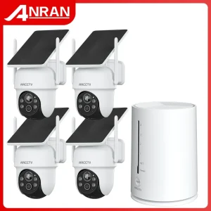 ANRAN 2K Kit telecamera a batteria solare ARCCTV Set telecamera di sicurezza di sorveglianza PTZ wireless esterna Allarme sirena di rilevamento umanoide