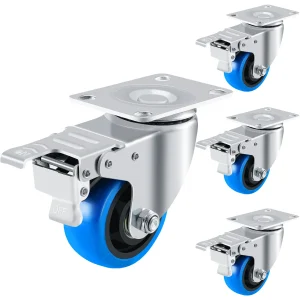 Ruote girevoli 4x 100/125mm con freno Ruote per trasporto Ruote resistenti 150/170kg per ruota Ruota per mobili in poliuretano