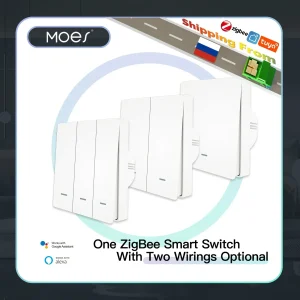 MOES Tuya ZigBee Smart Light Switch Nessun cavo neutro Nessun condensatore necessario Smart Life 2/3 vie Funziona con Alexa Google Home 2mqtt