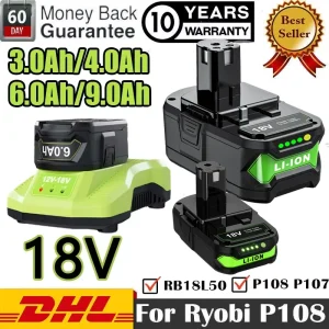 Batteria P108 RB18L20 per Ryobi 18V Li-ion, compatibile con Ryobi P102 P103, batteria di ricambio BPL1820 RB18L50 RB18L40 per utensili a batteria.