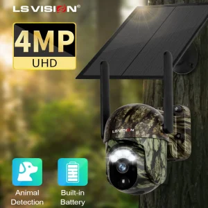 LS VISION 4G SIM Telecamera di sicurezza wireless ad energia solare Wifi esterno Video HD 2K Visione notturna Allarme rilevamento persone e animali