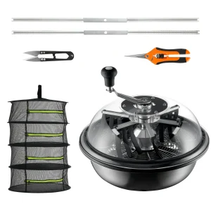 SucceBuy Trimmer per ciotole per foglie 16″19″24″ Trimmer manuale per ciotole con lame in acciaio inossidabile per cupola trasparente con taglio rotante attorcigliato