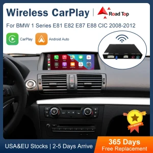Road Top Wireless CarPlay Android Auto per BMW Serie 1 E81 E82 E87 E88 2008-2012, con funzioni Airplay Mirror Link