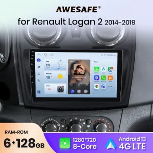 AWESAFE PX9 Plus Autoradio Per Renault Logan 2 2012 – 2019 Sandero 2 2014 – 2019 Wireless CarPlay Android Auto No 2 din 2din DVD