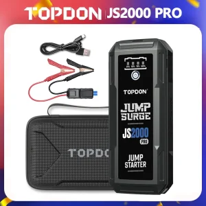 TOPDON JS2000PRO 2500A Jump Starter Accumulatori e caricabatterie di riserva Dispositivo di avviamento per auto 16000Mah per 8.0L/6.0L Batteria per auto di emergenza Jump Starter