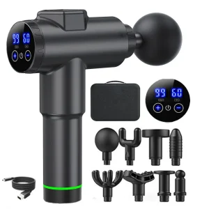 Pistola per massaggio Massaggio muscolare ad alta frequenza profondo Rilassamento Scossa elettrica Display LCD Pistola per fascia professionale da 99 marce