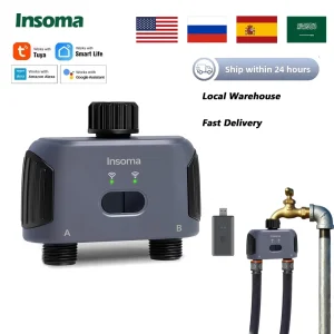 Insoma timer automatico dell’acqua Zigbee Wifi sistema di irrigazione per irrigazione da giardino a 2 uscite strumenti programmatore sprinkler supporto Alexa