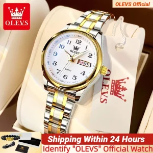 OLEVS orologio al quarzo donna moda donna orologi da polso impermeabile luminoso in acciaio inossidabile oro orologi da donna di lusso elegante