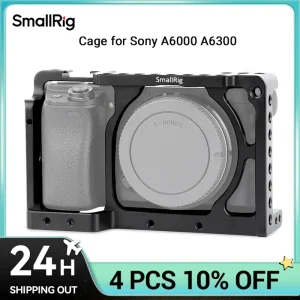 Gabbia per fotocamera SmallRig solo per Sony A6000 A6300 ILCE-6000 ILCE-6300 NEX7, gabbia A6000 con punti di montaggio da 1/4″ 3/8″ e pattino freddo