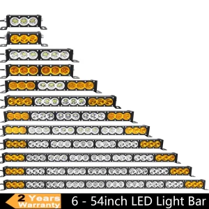 Barra LED da 6-54 pollici 30-300W 4×4 con kit cablaggio 12v, barra luminosa a led per veicoli fuoristrada camion ATV, fendinebbia bianco ambra