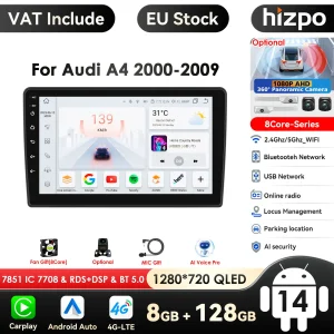 9 ”2din Android AutoRadio lettore Video multimediale per Audi A4 2000-2009 S4 B6 B7 RS4 Seat Exeo GPS Nav Carplay AutoRadio 4G RDS