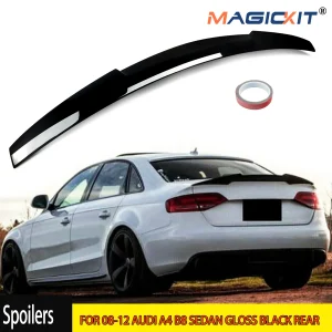 Per 08-12 AUDI A4 B8 berlina nero lucido posteriore tronco SPOILER ala HIGHKICK V STYLE