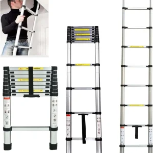 Scale telescopiche da 8,5 piedi 2,6 m Scala di estensione pieghevole multiuso in alluminio Scala a soppalco Scala telescopica allungabile 150 kg