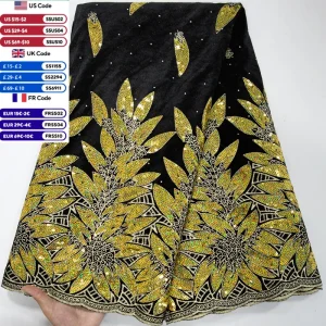 Lussuoso tessuto di pizzo francese tessuto di pizzo di velluto africano 2024 materiale di paillettes nigeriano ricamato di alta qualità per le donne A3576
