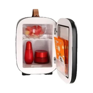 SucceBuy Mini frigorifero da scrivania da 4 litri Refrigerazione per auto Mantieni il dispositivo di raffreddamento Cosmetici portatili Maschera di calore calda Bevanda per dormitorio domestico