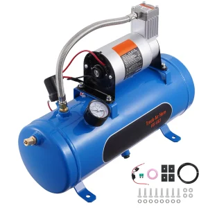 SucceBuy Compressore d’aria 12V con serbatoio 1,6 galloni/6 L 120 psi Sistema di compressore d’aria integrato per treni Trombe d’aria Gonfiare i pneumatici
