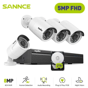 SANNCE 5MP POE sistema di videosorveglianza Set 8CH 8MP sistema NVR CCTV Security Outdoor 5MP telecamere IP Kit di sorveglianza
